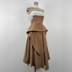 <span class=keywords><strong>Abito</strong></span> <span class=keywords><strong>Midi</strong></span> <span class=keywords><strong>monospalla</strong></span> in stile intellettuale vietnamita in due pezzi con gonna lunga asimmetrica intrecciata - Product Image 5