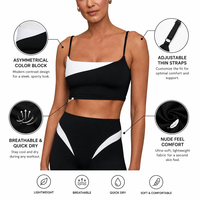Soutien-gorge de yoga tendance en nylon et élasthanne respirant à blocs de couleurs contrastées pour femmes, idéal pour la gym, le fitness et le quotidien