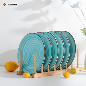 Juego de 6 Platos de Cerámica Pintados a Mano, Juego de Platos Coloridos de 10 Pulgadas, Vajilla de Gres para Cocina - Product Image 1