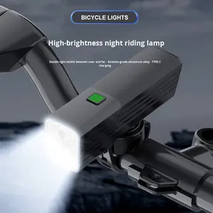 Luz delantera de bicicleta de aleación de aluminio Fuente de luz dual Antideslumbrante IPX4 Impermeable 6 modos Luz nocturna de conmutación de haz alto-bajo - Product Image 2