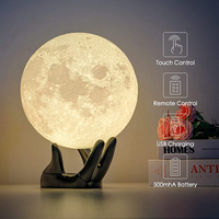 Lampe de nuit lunaire intelligente personnalisée en ABS imprimée en 3D avec télécommande LED, 16 couleurs, pour la maison
