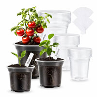 Pots de pépinière transparents 3/4/5 pouces, durables, légers, style simple, pots en plastique pour semis avec trous de drainage pour le démarrage des graines