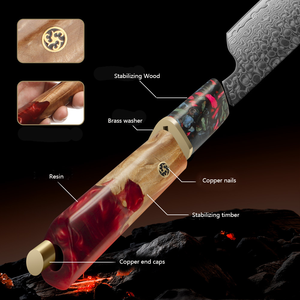 Juego de 5 <span class=keywords><strong>cuchillos</strong></span> de cocina Damasco con caja, núcleo japonés VG10 de 67 capas, juego de <span class=keywords><strong>cuchillos</strong></span> de chef ultra afilados con mango de resina, regalo para cocineros - Product Image 4