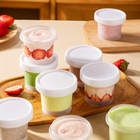 Pot à pouding en plastique PP résistant au micro-ondes 200 ml, pot à crème anglaise haute température avec couvercle à vis, pot à flan et gelée réutilisable, lot en vrac personnalisable