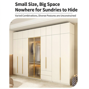 Modern Minimalist Wardrobe 4-6 Door Floor To Ceiling White Glass Door Space Saving <b>Bedroom</b> Storage Hinged Door Design - Product Image 3