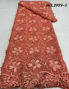 Telas de lujo con cuentas hechas a mano para vestido de novia, <span class=keywords><strong>tela</strong></span> de encaje bordado con lentejuelas - Product Image 3