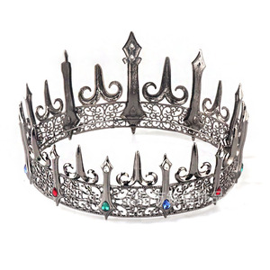 Birthday Party Tiara Men Vintage <strong>Crown</strong> Diamond Metal Crystal <strong>Kings</strong> Full Round <strong>Crown</strong> GAME of THRONES - Product Image 4