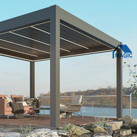 Pergola bioclimatique en aluminium personnalisée, imperméable, avec revêtement en poudre, toit à lames motorisé/manuel, pavillon solaire
