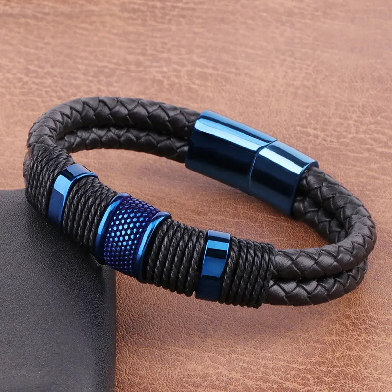 mens leather bracelets braided