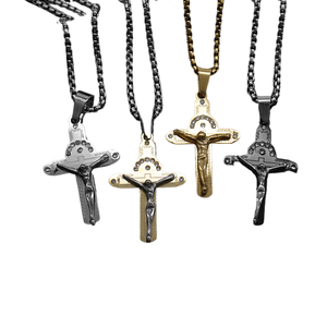Collier Pendentif Croix Religieuse Personnalisée <span class=keywords><strong>Punk</strong></span> <span class=keywords><strong>Rock</strong></span> Jésus en Acier Inoxydable PVD Étanche, Bijou Tendance pour Hommes, Vente en Gros - Product Image 1