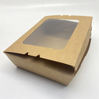 Boîte à salade jetable en papier kraft pour emballage alimentaire avec fenêtre transparente anti-buée pour sushis et salades