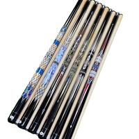 Queue de billard fantaisie pour le commerce transfrontalier, en bois, pour le billard à neuf boules et l'« Black Eight », avec tête large et fût divisé, style chinois, vente en gros
