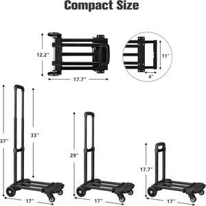 Carro de mano plegable Carro de utilidad de construcción sólida Carro mini equipaje plegable Carro de acero inoxidable para mudanza - Product Image 3