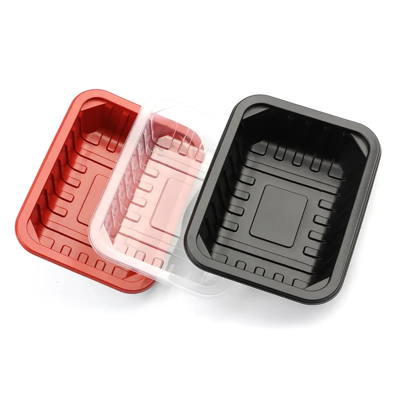 Plateaux pour plateau d'emballage de viande Supermarché Viande fraîche Plastique Jetable Noir Blister Alimentaire Emballage Plastique, PET 0.1-0.3mm MY-T2020