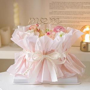 Ensemble de décoration de gâteau pour la Fête des Mères, carte décorative en bois exprimant la gratitude pour la Fête des Mères, artisanat en bois - Product Image 3