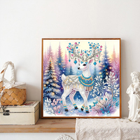 Kit de Peinture Diamant 5D Renne de Noël 30x30cm, Perles de Cristal de Forme Spéciale, Perles Partielles, Art Diamant DIY, Décoration Maison, Cadeau
