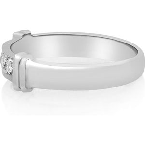 Anillo de media eternidad con diamantes Ornaatis, plata de ley 925, corte redondo, engaste de canal, estilo compromiso, para mujer - Product Image 2