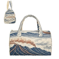 Sac à main brodé personnalisé avec imprimé vague hawaïenne et motif floral Hibiscus des Fidji pour le shopping, les voyages et le quotidien