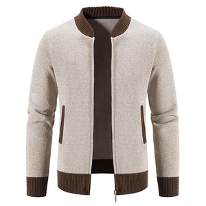 Cappotto Cardigan in maglia di Cashmere invernale con Logo personalizzato con cerniera da <span class=keywords><strong>uomo</strong></span> in cotone aderente <span class=keywords><strong>maglione</strong></span> lavorato a maglia da <span class=keywords><strong>uomo</strong></span> - Product Image 4