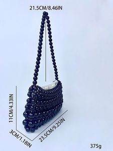 Borse a tracolla con perline intrecciate fatte a mano <span class=keywords><strong>da</strong></span> donna borse a tracolla nuove moda nero argento con perline sotto le ascelle - Product Image 6