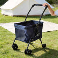 Poussette d'extérieur multi-animaux, réglable, lavable, portable, à 4 roues, respirante, en métal, pliable, compatible voiture, imperméable