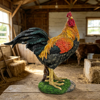 Dekorative Hahnenfigur aus Kunstharz, handbemalt im realistischen Stil, perfekte Geflügel-Dekoration, Hahn-Deko