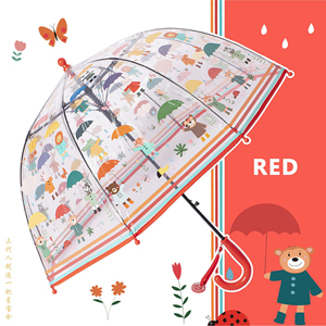 Parapluie de pluie pour enfants de 2 à 5 ans, à long manche, transparent, léger et sûr, avec dessin animé - Product Image 4