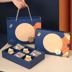 럭셔리 사용자 정의 로고 크리 에이 티브 판지 mooncake 포장 공급 업체 종이 선물 상자 달 케이크