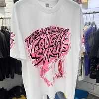 Kaos Pria ALOCS Berkualitas Tinggi Motif Huruf Custom Rajutan Longgar Bernapas Lengan Pendek Musim Panas Hip Hop