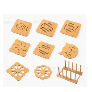 Juego de posavasos de madera con soporte, forma irregular, resistente al calor, para tazas de té, uso en la cocina - Product Image 1