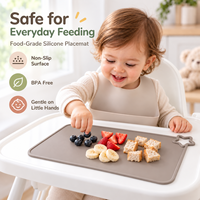 Tapis de table pour bébé en silicone de qualité alimentaire personnalisé, antidérapant, imperméable, enroulable, avec boucle de suspension en forme d'étoile