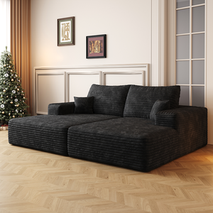 Modern Convertible Square <b>Sofa</b> <b>Bed</b> Set with Dual Sleeper & Lounger for Apartment/Hotel/Villa Use No Assembly Required - Product Image 2