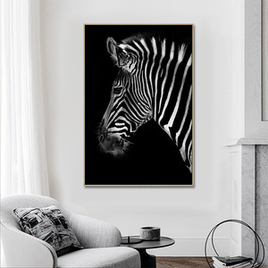 Toile imprimée d'animal <span class=keywords><strong>noir</strong></span> <span class=keywords><strong>et</strong></span> <span class=keywords><strong>blanc</strong></span>, Art mural, tigre, <span class=keywords><strong>cheval</strong></span>, girafe, zèbre, affiches, peinture moderne abstraite d'animaux à l'huile - Product Image 3