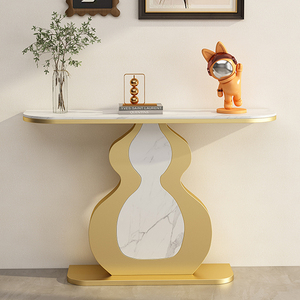 Mesa de consola moderna Simple de lujo italiano, diseño de entrada de calabaza con tablero de roca, <span class=keywords><strong>pasillo</strong></span>, consola estrecha, significado Fulu - Product Image 5