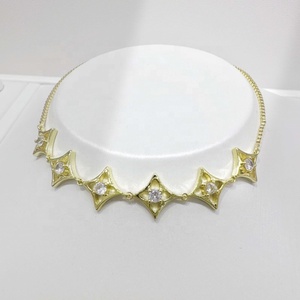 Pulsera de plata de ley 925 personalizada con dijes de luna y estrella, pulsera delicada con gemas de circonita, chapada en oro, para niñas. - Product Image 2