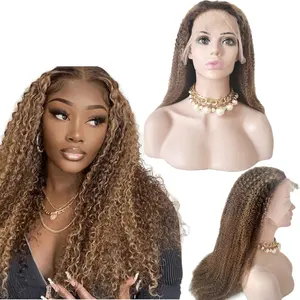 100% Human Hair Glueless Full Lace wig for Women Highlight Color Kinky Curly Lace wig for fashion girl