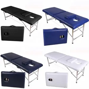 Portable 2 section aluminum adjustable folding massage bed
