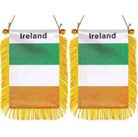 Drapeau de voiture miniature à suspendre pour rétroviseur, décoration avec ventouse et bannière à franges dorées