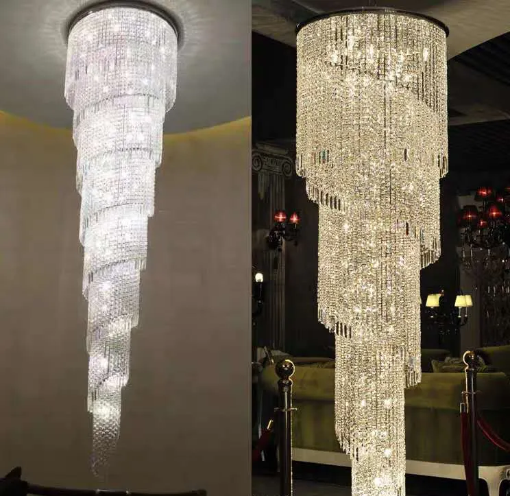 K9 ceiling luxury wedding crystals modern pendant light large Stair chandelier