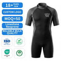 Combinaison de plongée personnalisée à manches courtes de 2 mm avec fermeture éclair dorsale pour homme, néoprène flexible, coutures GBS, séchage rapide, pour le surf, la plongée et la natation