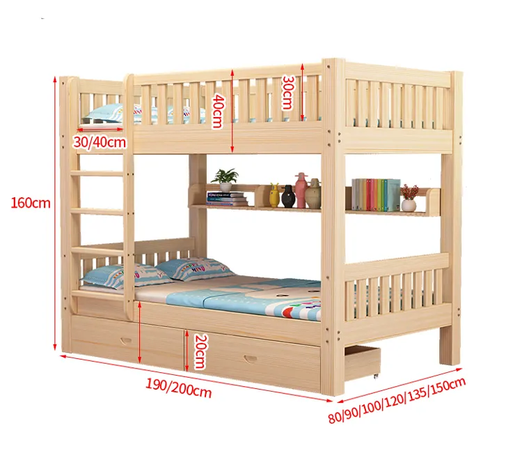 YQ sonsuza kadar Modern yatak odası mobilyası seti çocuk yatak çocuk ranzası depolama çam ahşap çocuk yatağı
