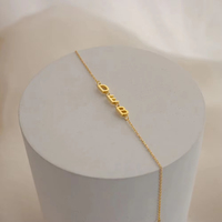 Gelang Nama Pribadi EManco untuk Wanita dan Remaja Putri, Rantai Baja Anti Karat, Liontin Huruf yang Dapat Disesuaikan, Gelang Pesona Unik, Perhiasan Kustom