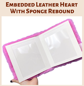 Album <span class=keywords><strong>photo</strong></span> personnalisé en peluche moelleuse avec couverture en cuir à rebond fixe et insert en forme de cœur pour couple, anniversaire, famille, stockage de souvenirs - Product Image 3