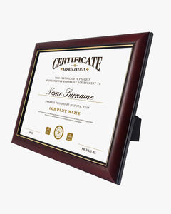 Madera maciza 8,5x11 A4 Marco de diploma de graduación Marcos de certificado Marcos de documentos con adorno dorado - Product Image 3