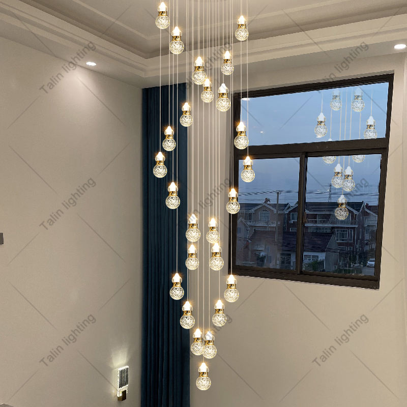 Modern Staircase Chandelier Pendant Light Ball Chandelier Villa Stairs ...