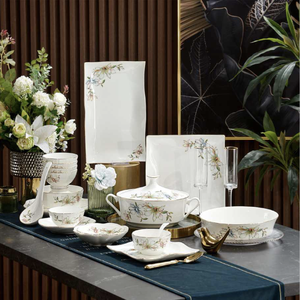 HIHUI - Juego de Vajilla de Porcelana China Estilo Pekín, Ligero, con Patrón Escénico, Acabado Esmaltado, Apto para Microondas y Congelador - Product Image 3