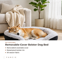 Canapé-lit semi-fermé pour chien avec housse amovible et lavable, surface en tissu peluche, pour les vendeurs en gros et les marques privées
