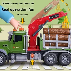 Grande grue de chargement de camion de Friction en plastique 6 troncs cadeau d'anniversaire ferme Transport bois Wagon <span class=keywords><strong>jouet</strong></span> pour garçons - Product Image 1