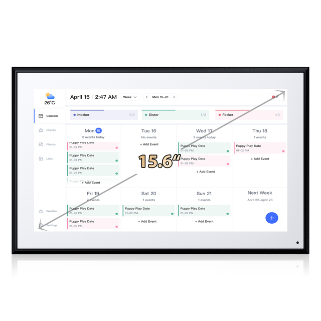 HOT&NEW Original Factory Digital Wall Calendar 15.6-inch Digital Wall Calendar Easily Sharing Photos Videos Via App Email