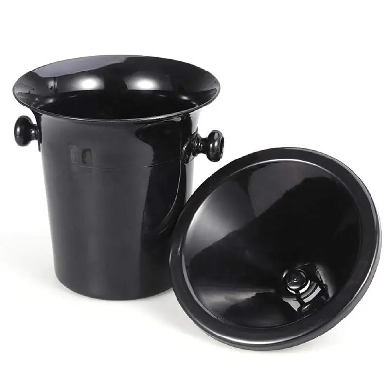 Black Wine Tasting Spittoon Champagne Bucket 3L Cold Wine Barrels Plastic Ice Bucket with Funnel